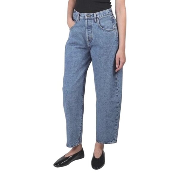 NEW Etica Denim Cassel Ultra High Barrel Leg Jeans Bluestone Size 30 Cropped - Picture 3 of 15